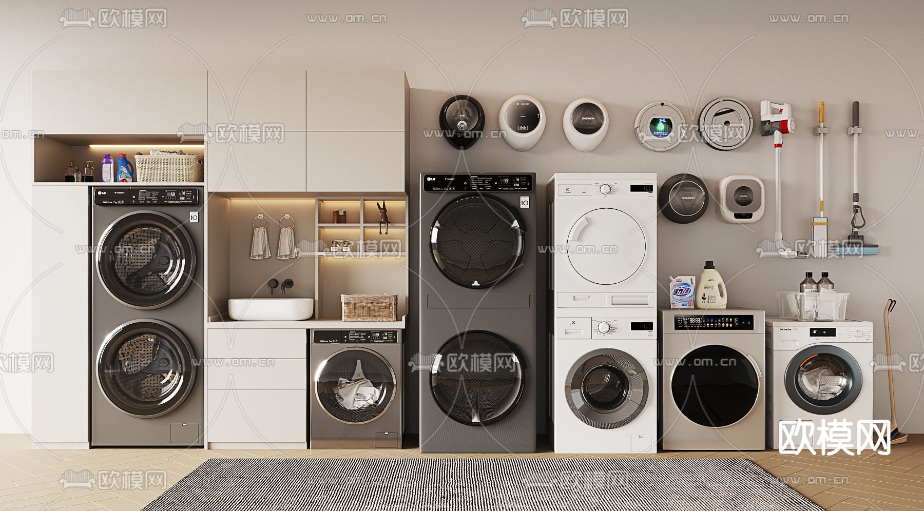 洗衣机 洗烘一体机su模型下载（渲染图1）