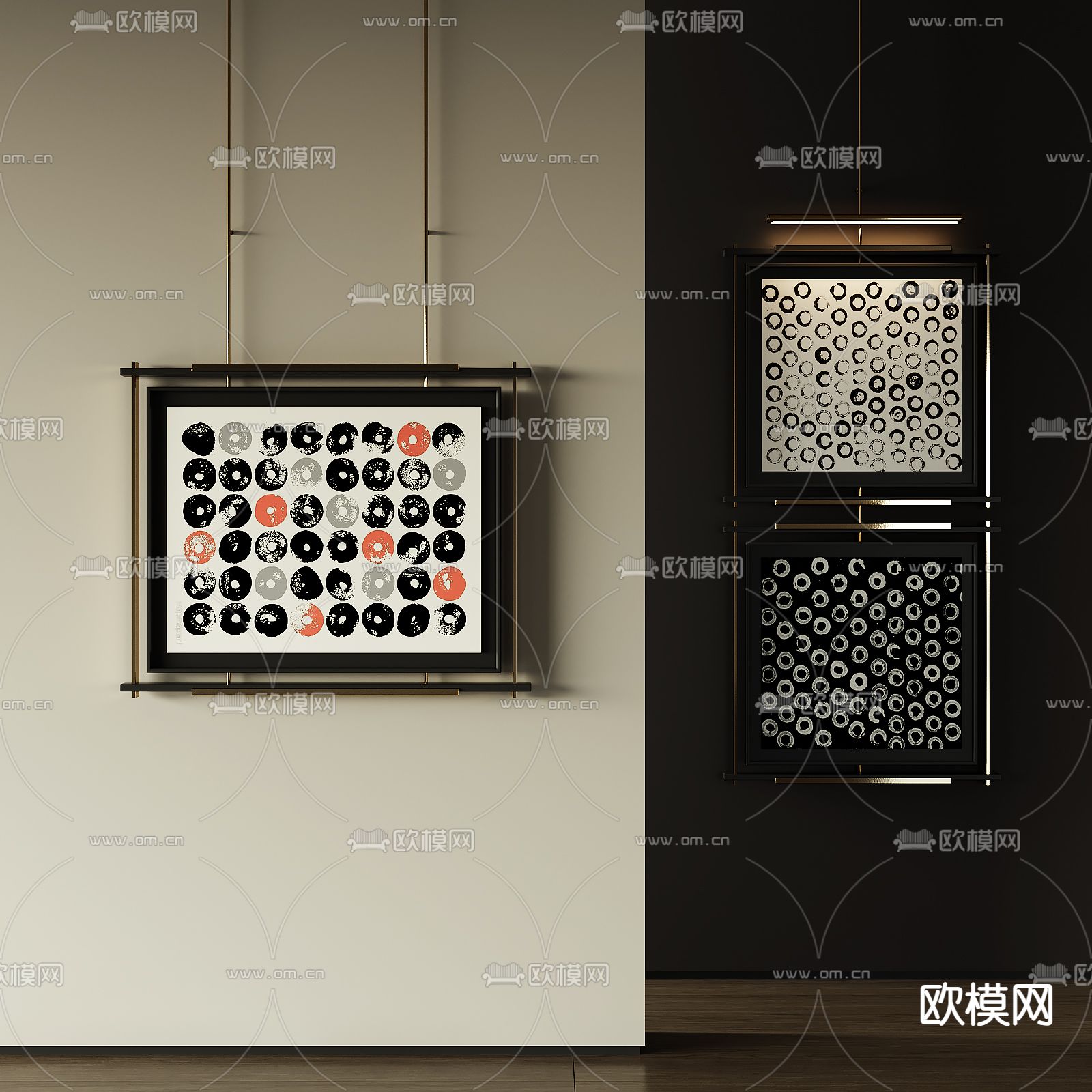 中古风装饰画su模型下载（渲染图1）