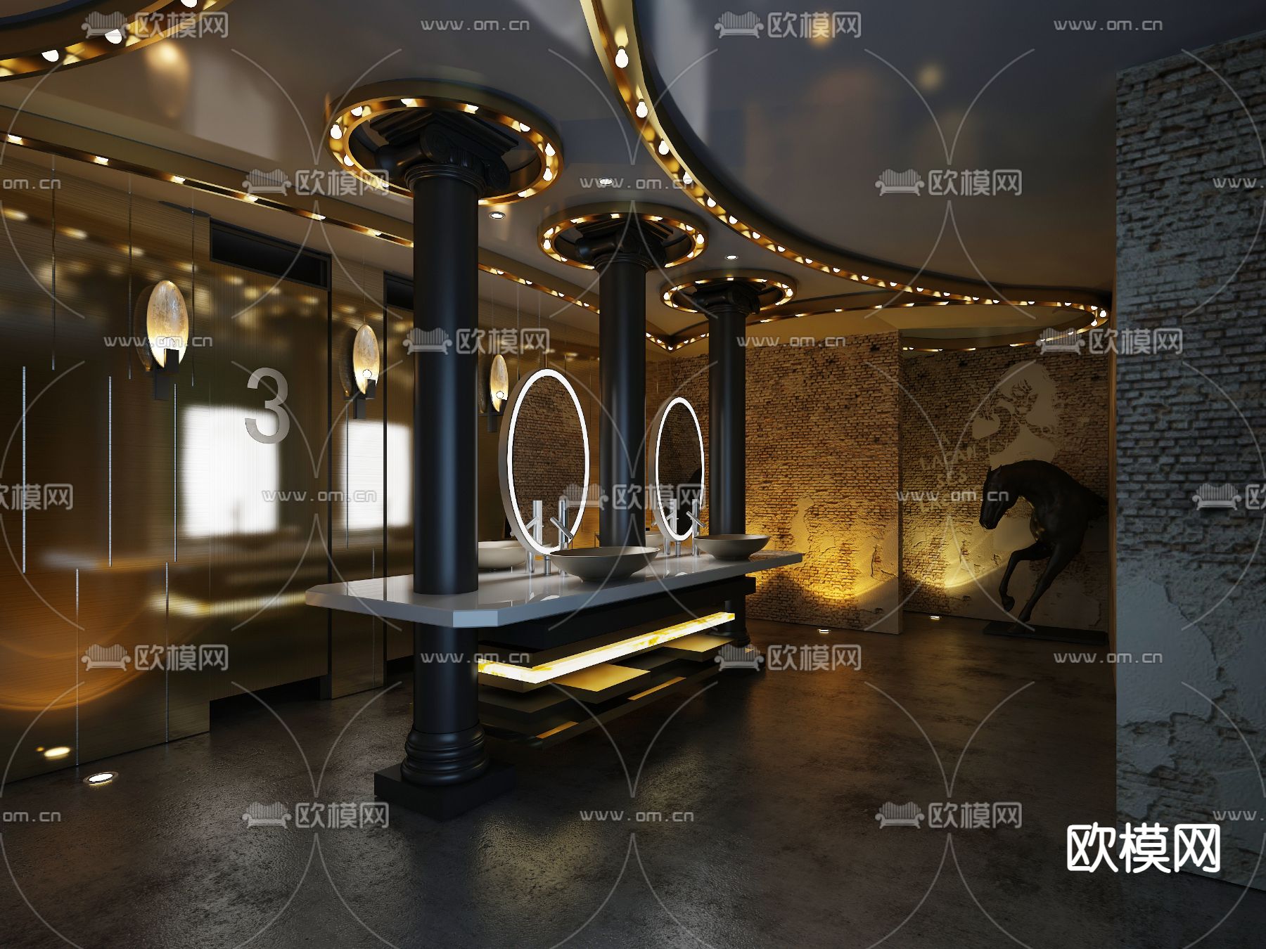 酒店卫生间 洗手间su模型下载（渲染图1）