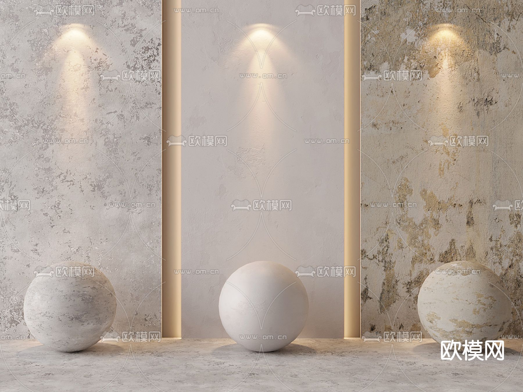 肌理漆 混凝土 石墙3d模型下载