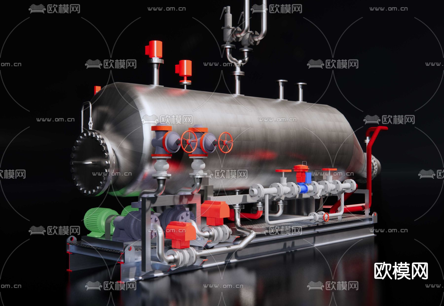 蒸汽罐 蒸汽发生器su模型下载（渲染图2）