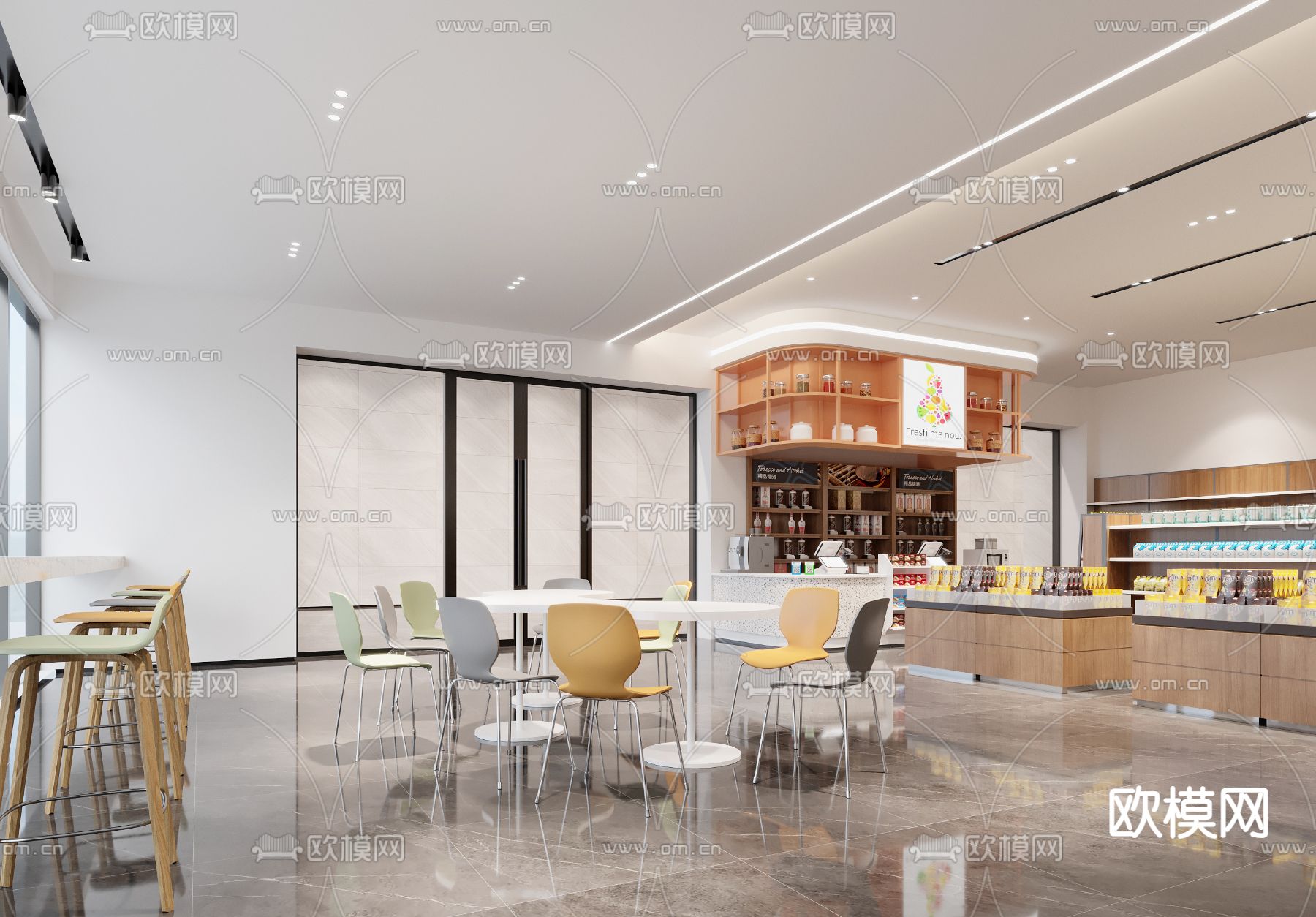 超市便利店 休息区3d模型下载