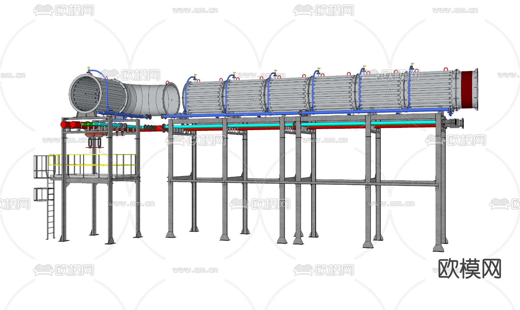 金属传输管道su模型下载（渲染图2）