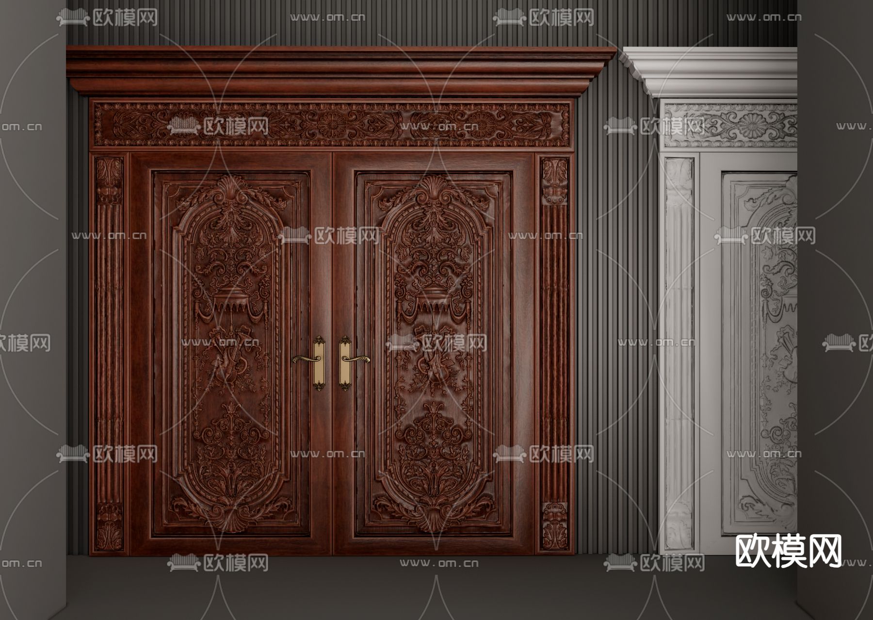 欧式古典浮雕大门su模型下载（渲染图1）