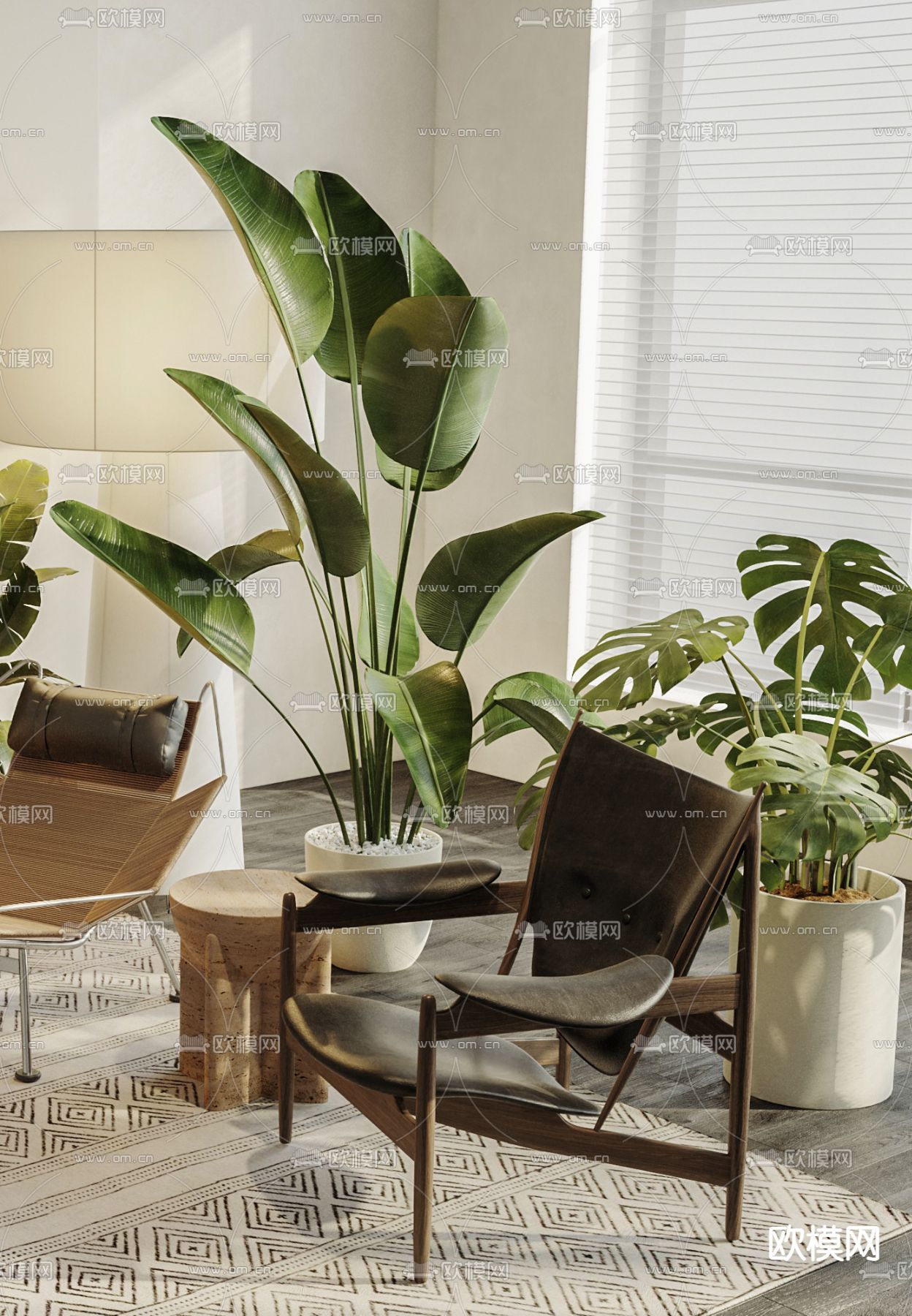 中古风躺椅 休闲椅su模型下载（渲染图4）