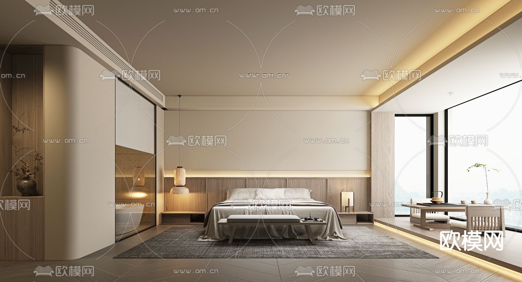 侘寂民宿 客房 卧室3d模型下载