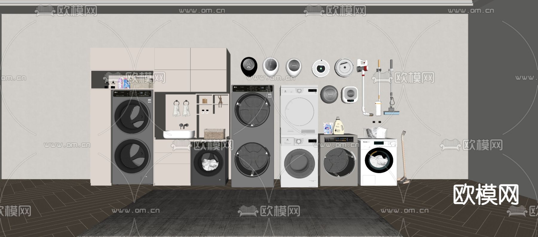 洗衣机 洗烘一体机su模型下载（渲染图2）