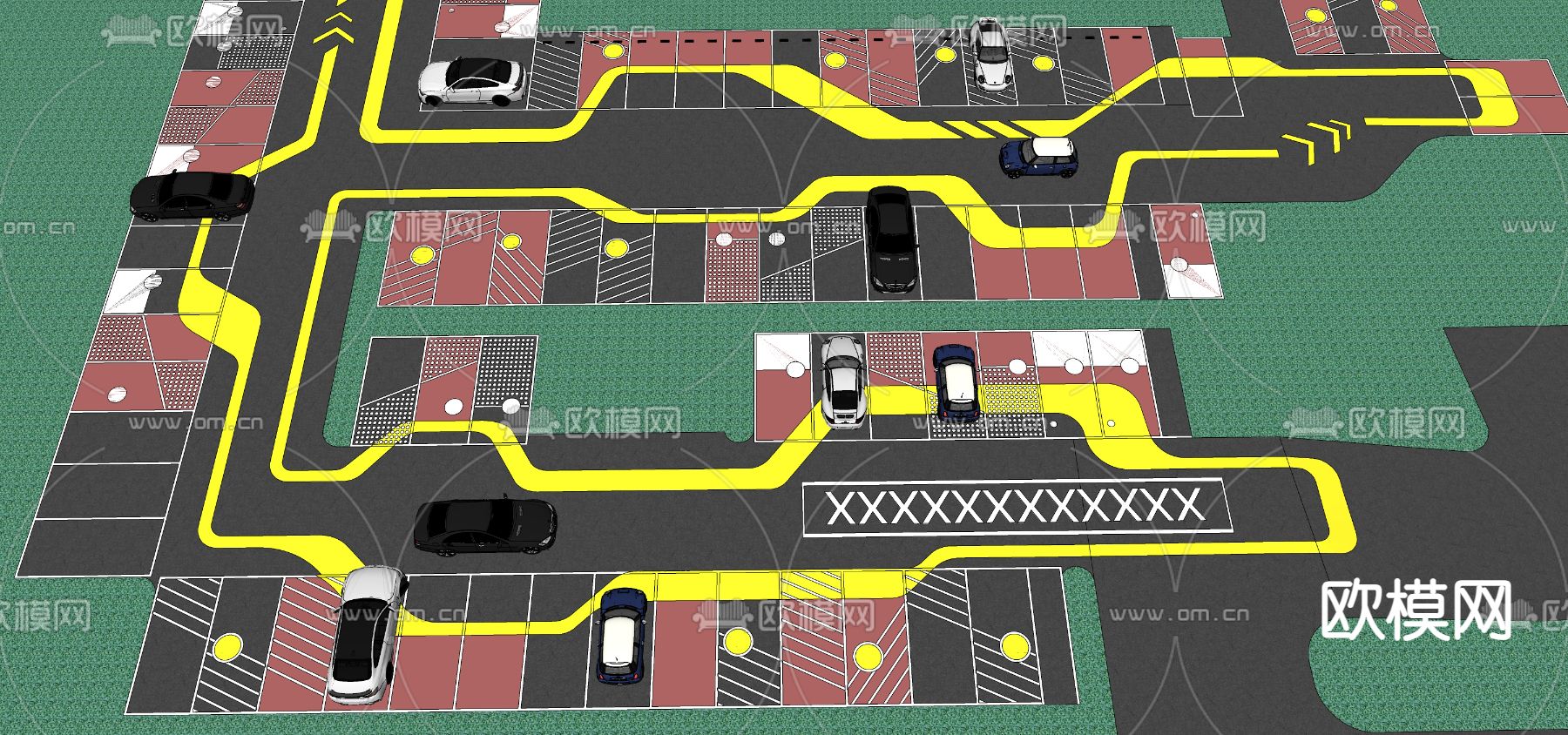 户外停车场 车库su模型下载（渲染图4）