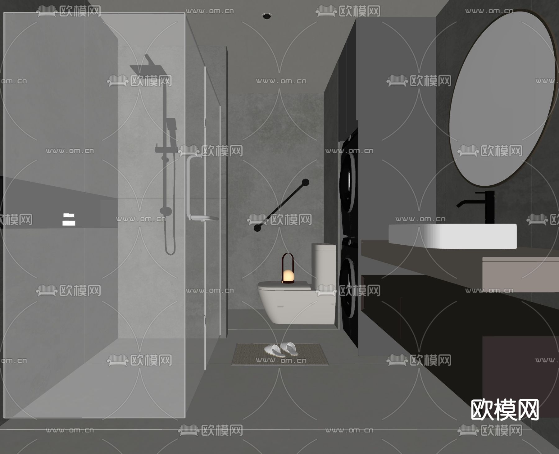 现代卫生间 浴室 洗手间su模型下载（渲染图2）