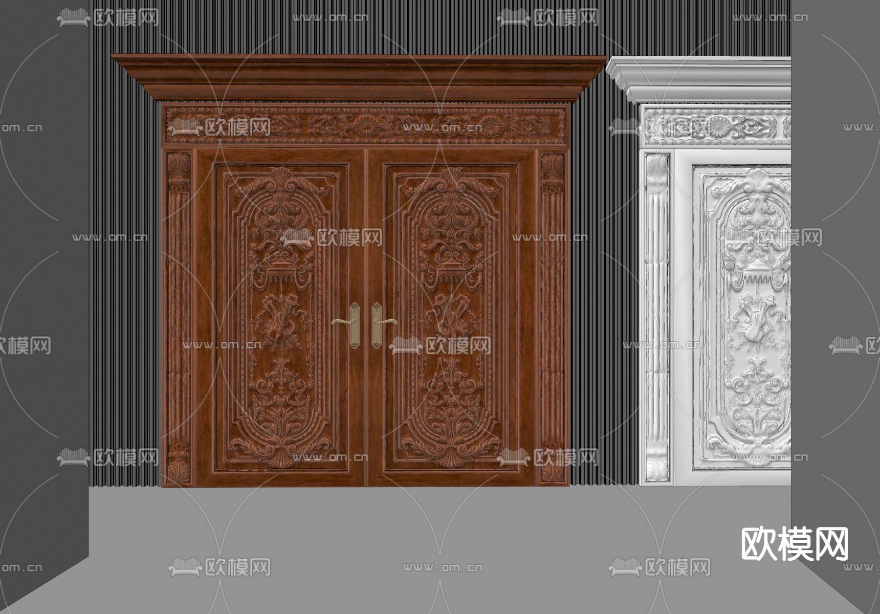欧式古典浮雕大门su模型下载（渲染图2）