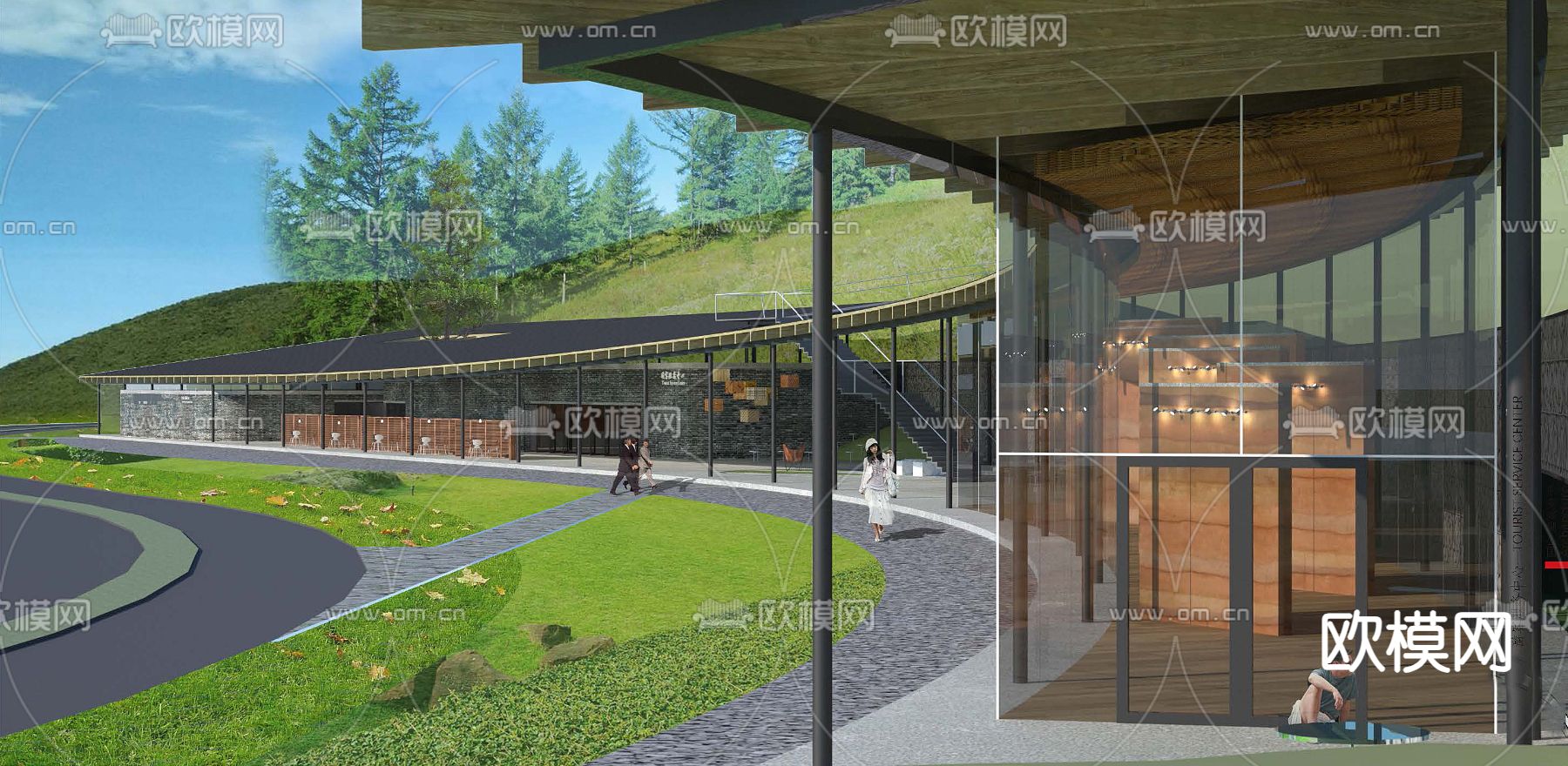 滨湖游客中心su模型下载（渲染图3）