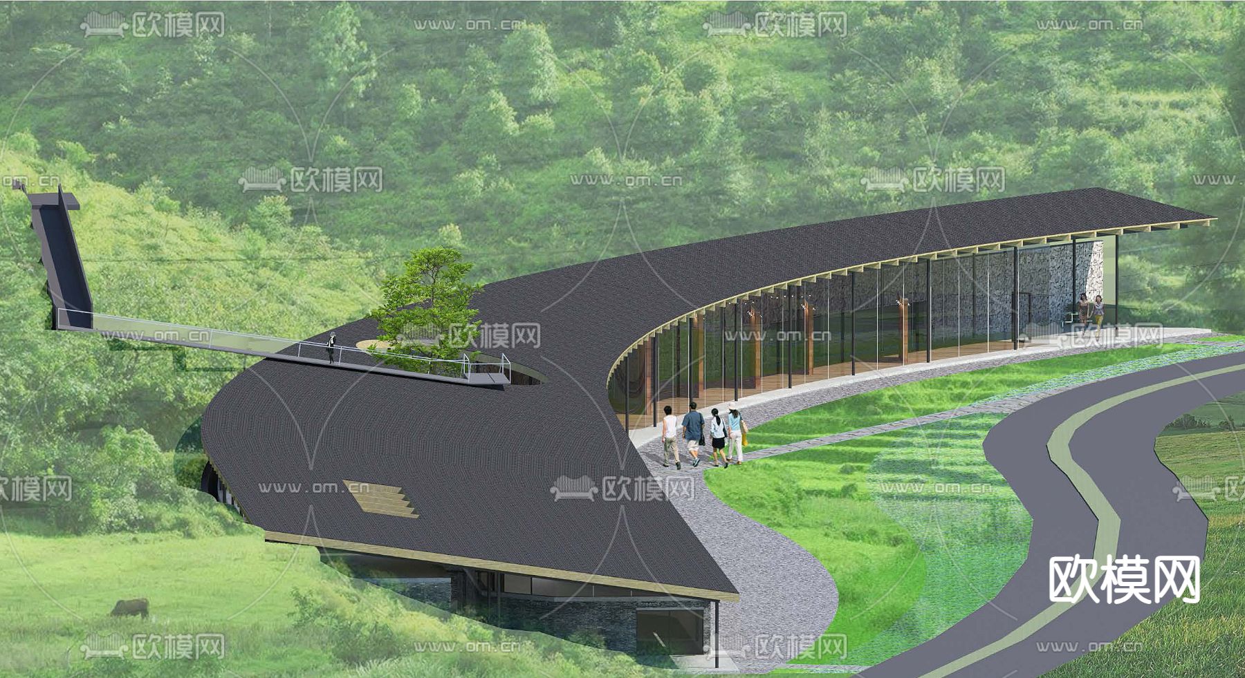 滨湖游客中心su模型下载（渲染图2）