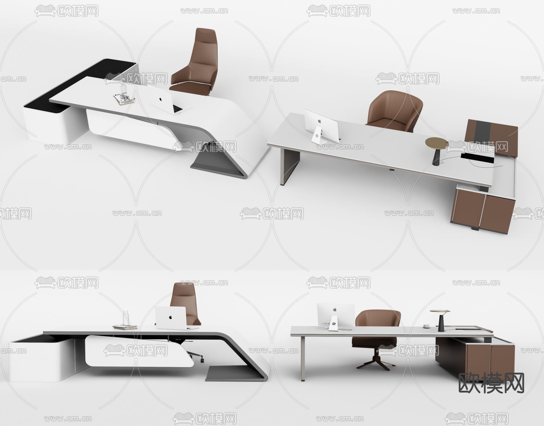 班台桌 大班台 老板桌su模型下载（渲染图1）