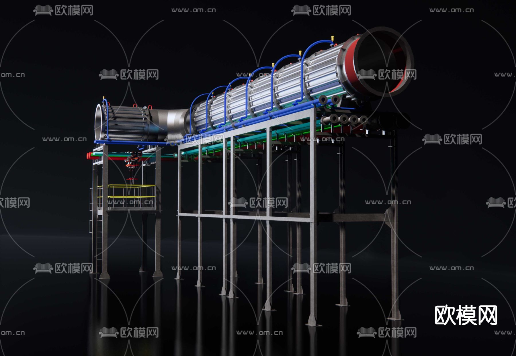 金属传输管道su模型下载（渲染图1）