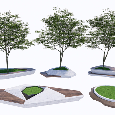  户外座椅 树池座椅su模型 
