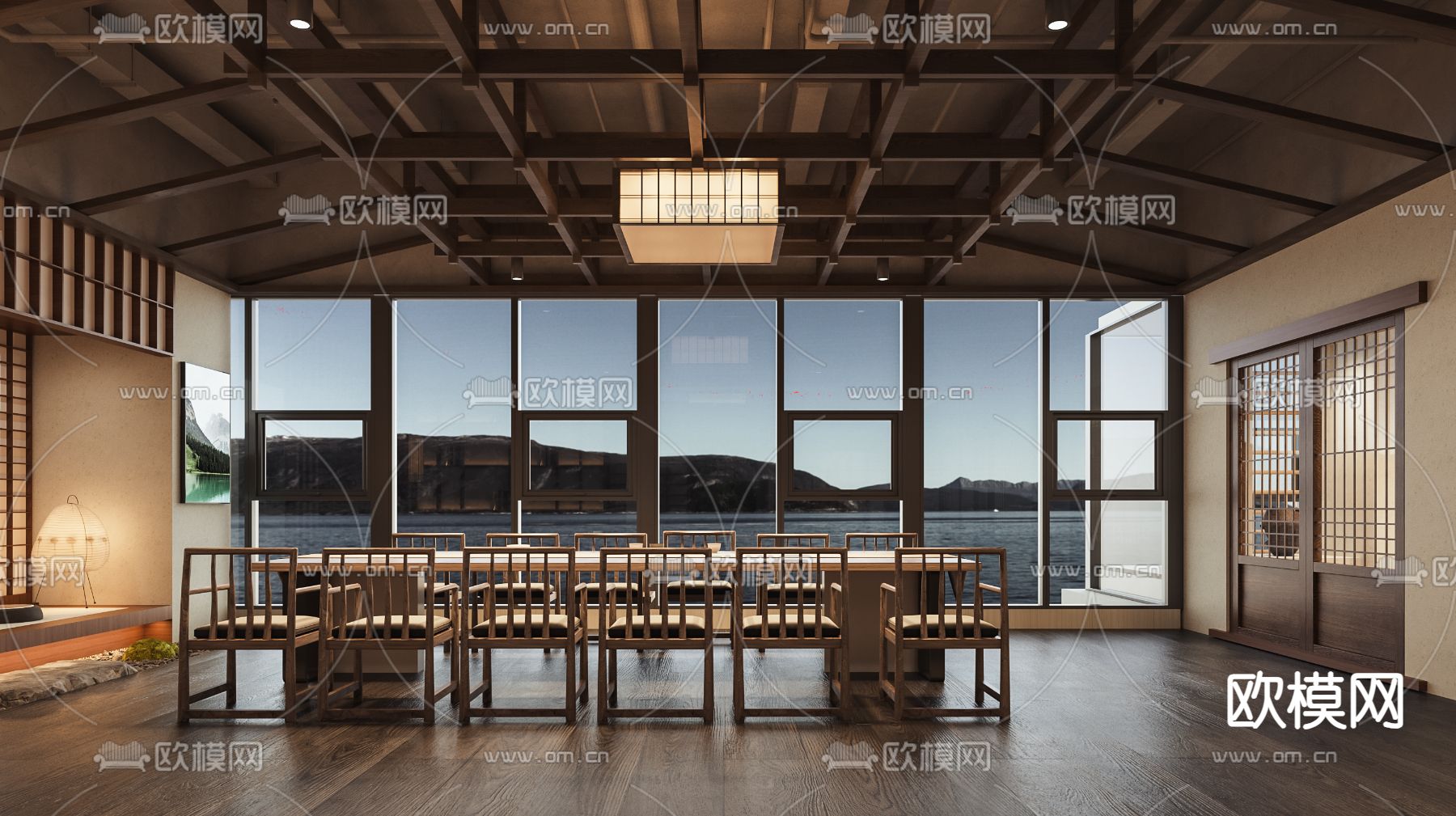 中式茶楼 茶馆 茶会所 茶室3d模型下载（渲染图3）