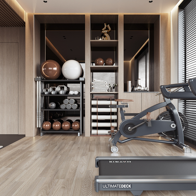  健身房 瑜伽室su模型 