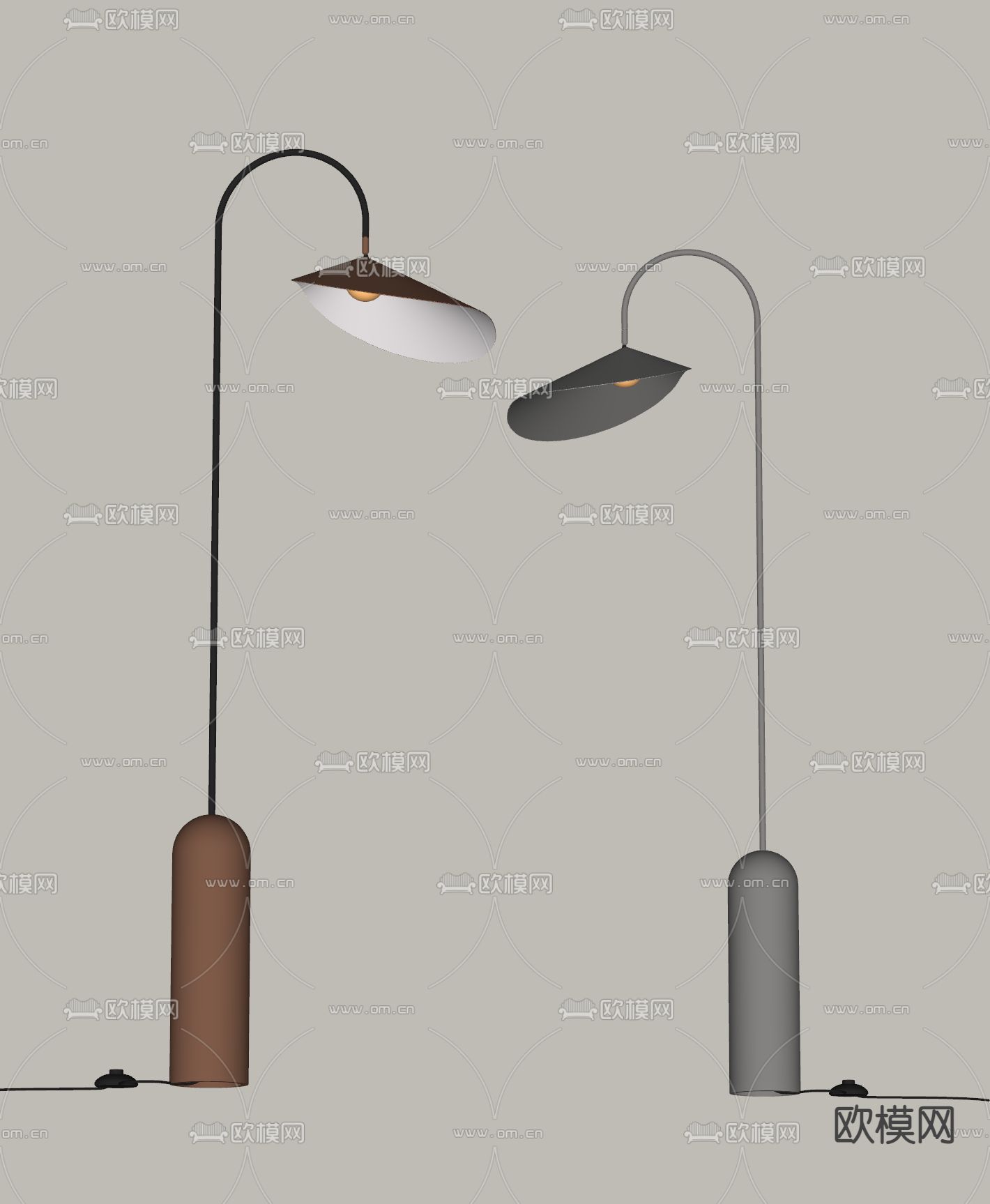 现代落地灯su模型下载（渲染图2）