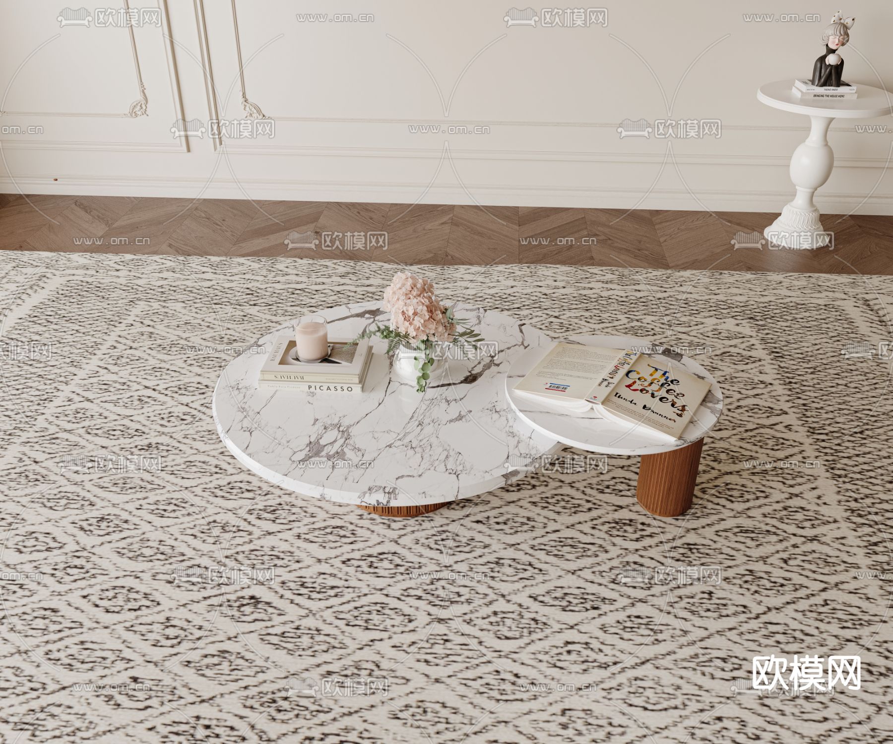 现代茶几su模型下载（渲染图1）