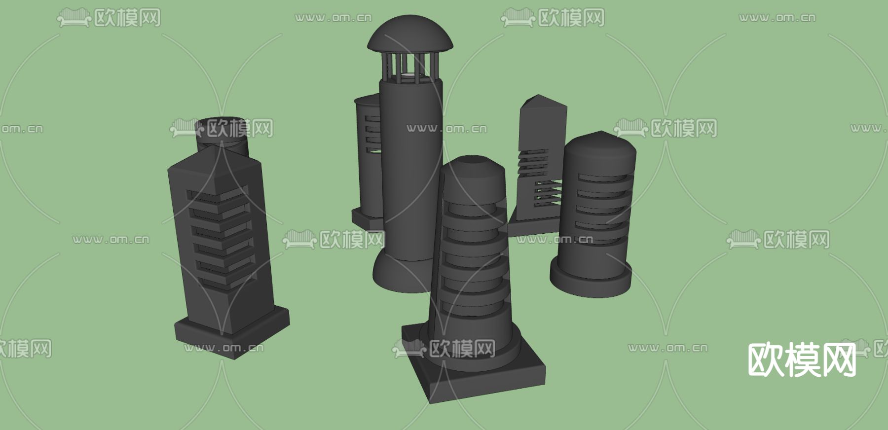 公园灯 地灯 草坪灯 户外灯su模型下载（渲染图2）