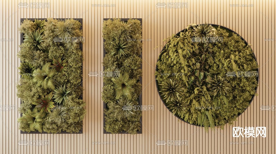 植物墙 苔藓墙su模型下载(渲染图1)