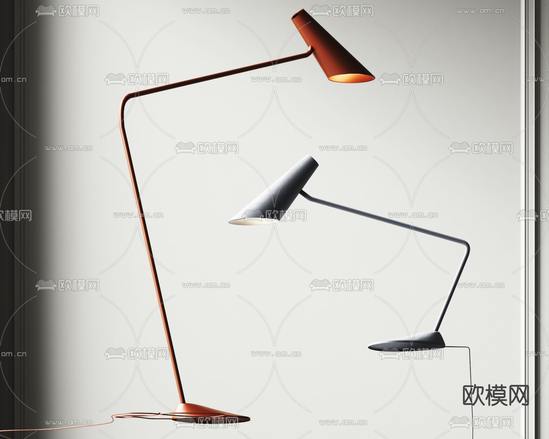 现代落地灯su模型下载（渲染图1）