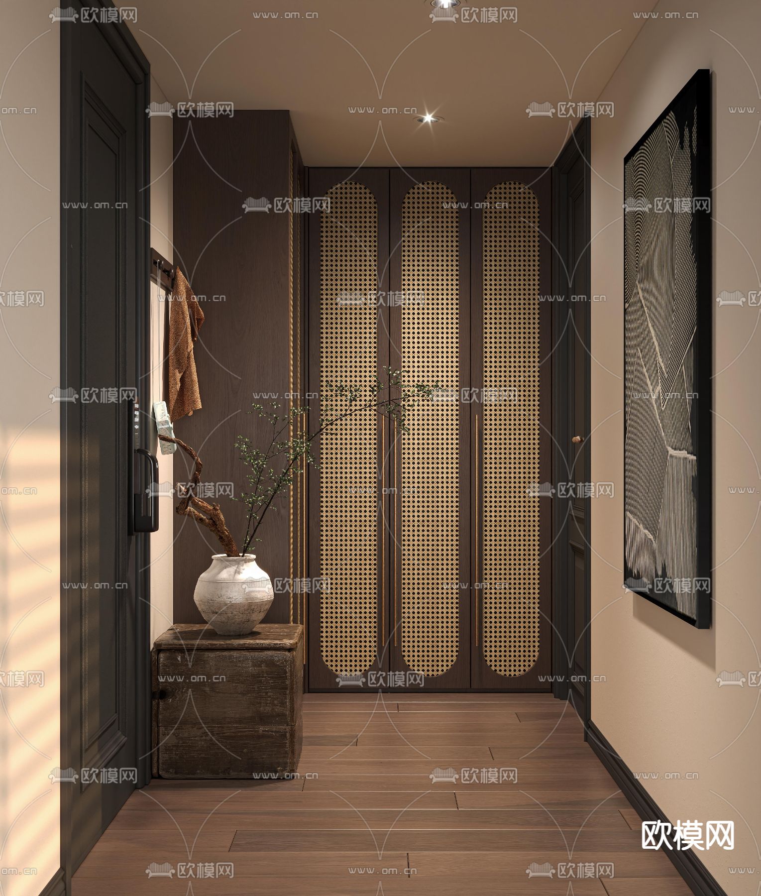 侘寂玄关门厅 过道su模型下载（渲染图1）