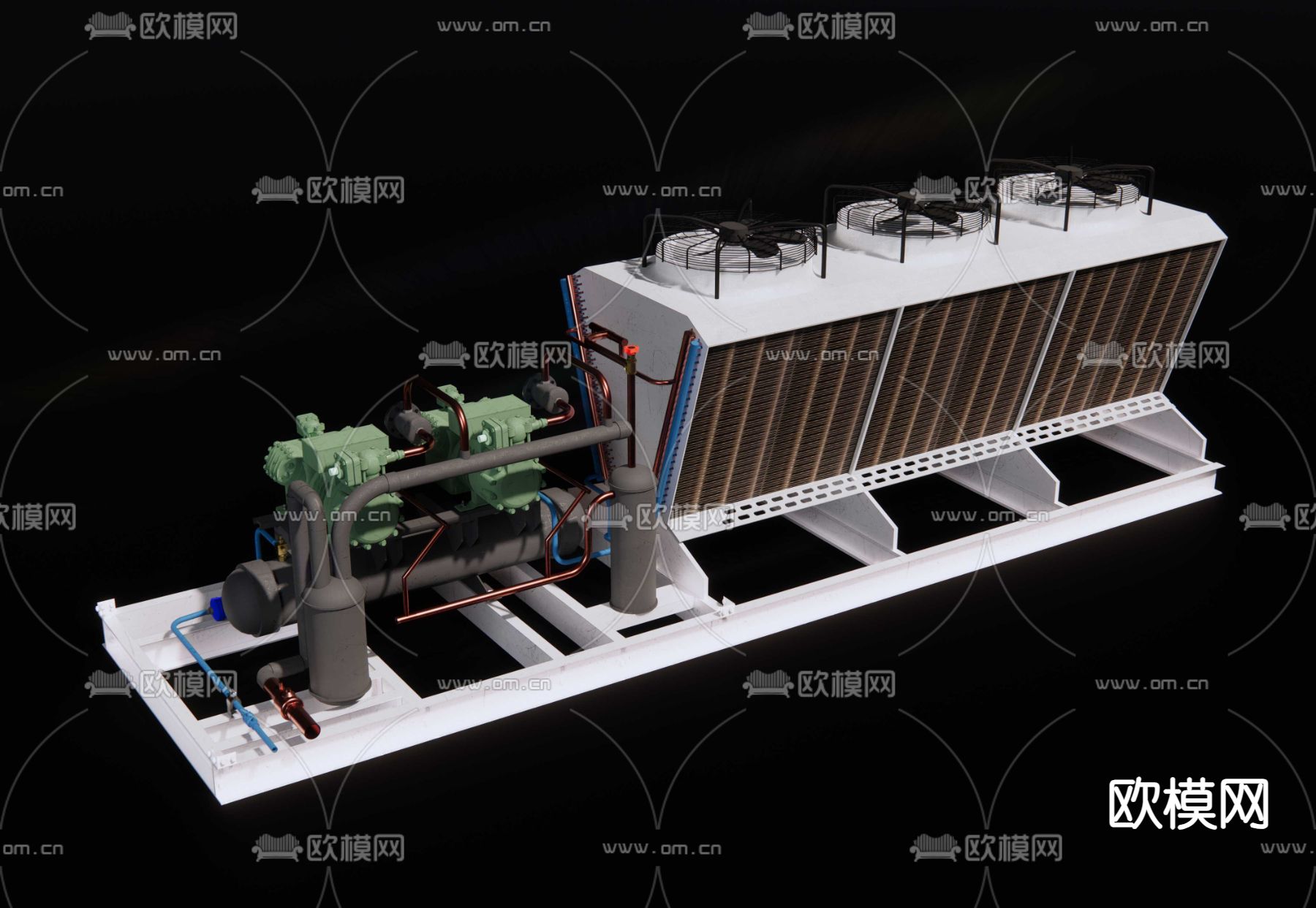 制冷机组 空调机组 多联机 冷却塔su模型下载（渲染图4）