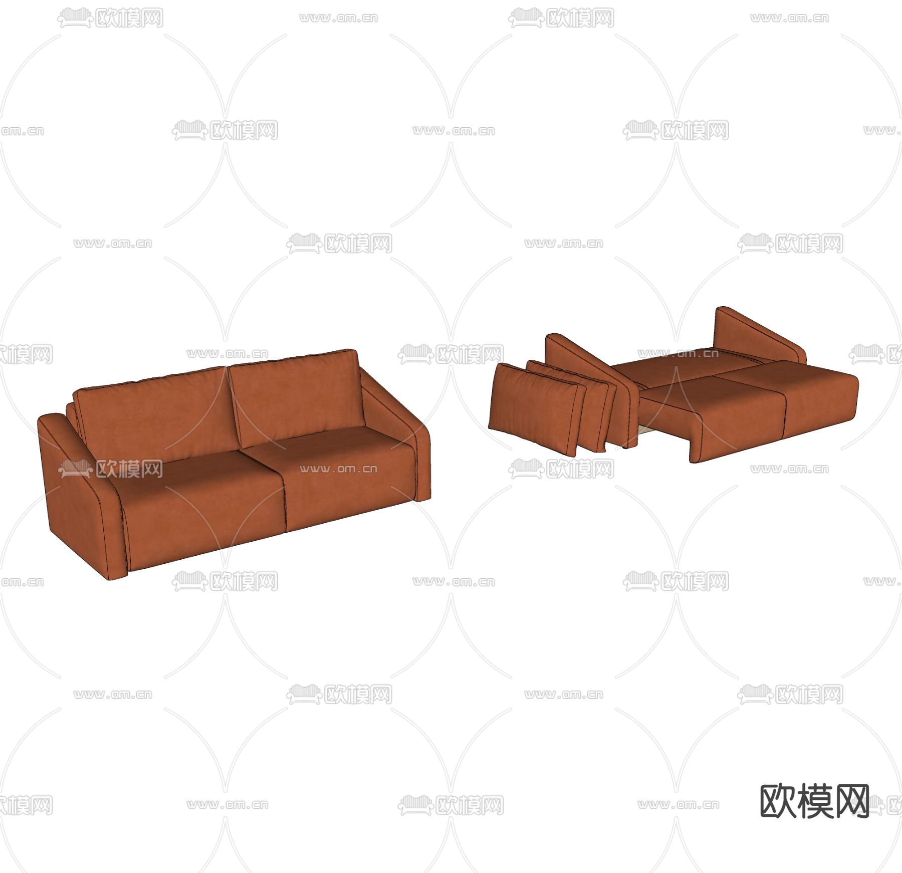 现代沙发床su模型下载（渲染图4）