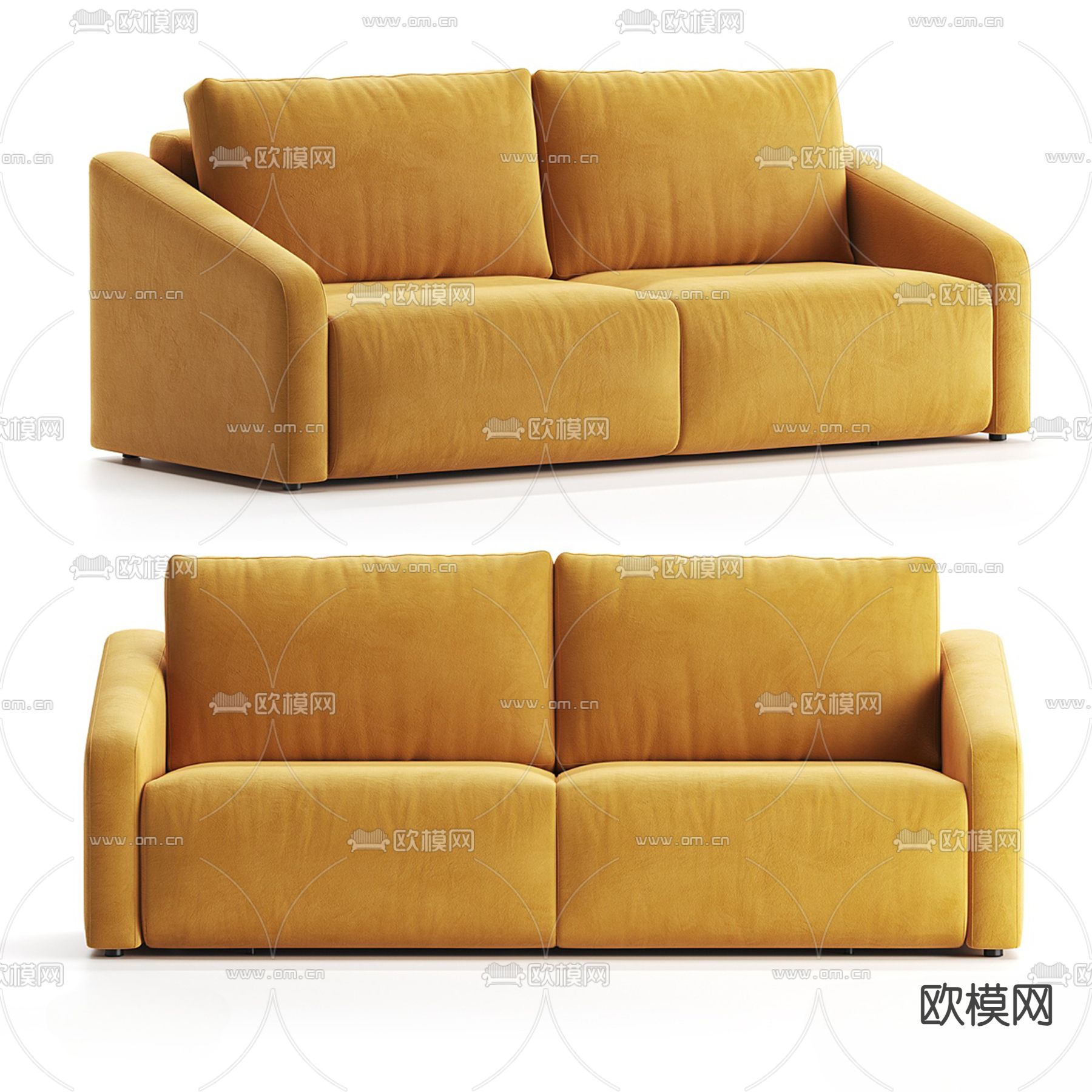现代沙发床su模型下载（渲染图1）