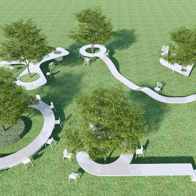  户外座椅 树池座椅su模型 