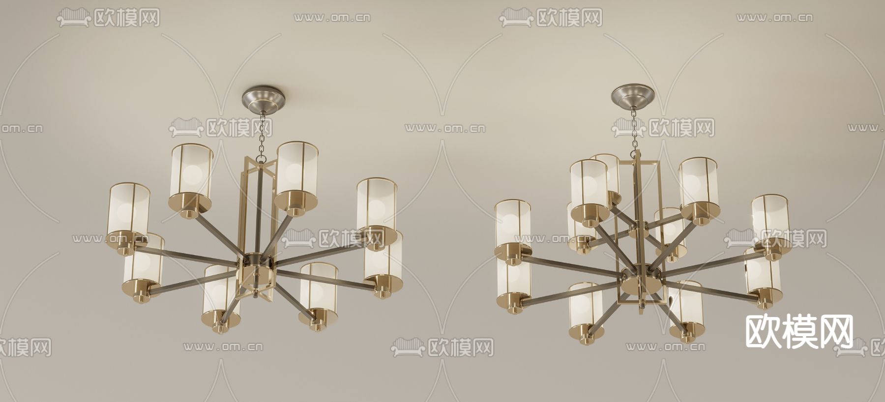 新中式吊灯su模型下载（渲染图1）