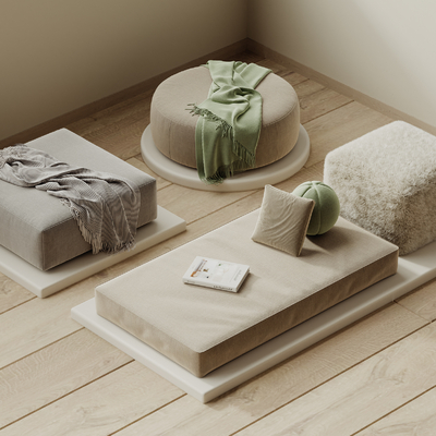  现代坐垫 软垫 垫子su模型 