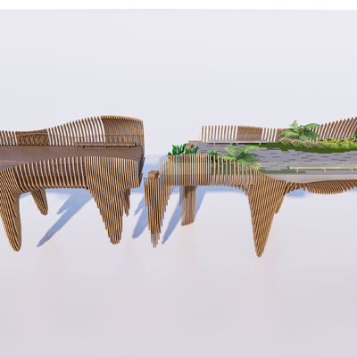 景观桥 木桥 桥梁su模型