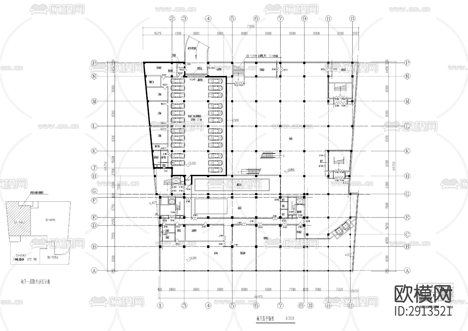 综合商业办公楼建筑cad施工图下载（渲染图1）