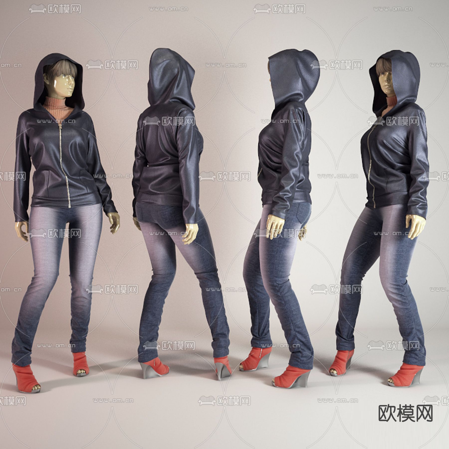 女性人物 站姿人物3d模型下载