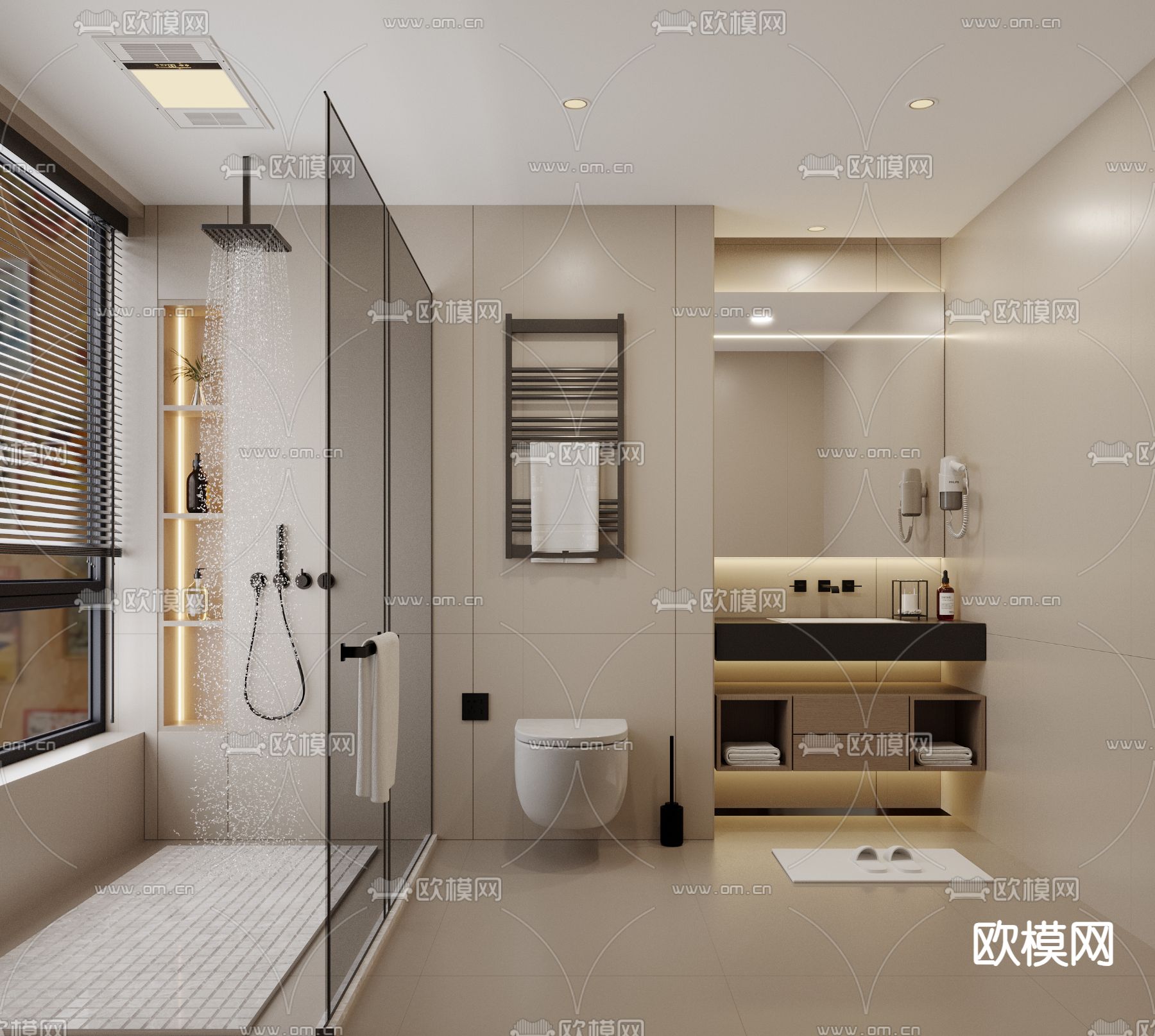 卫生间 浴室 洗手间su模型下载（渲染图1）