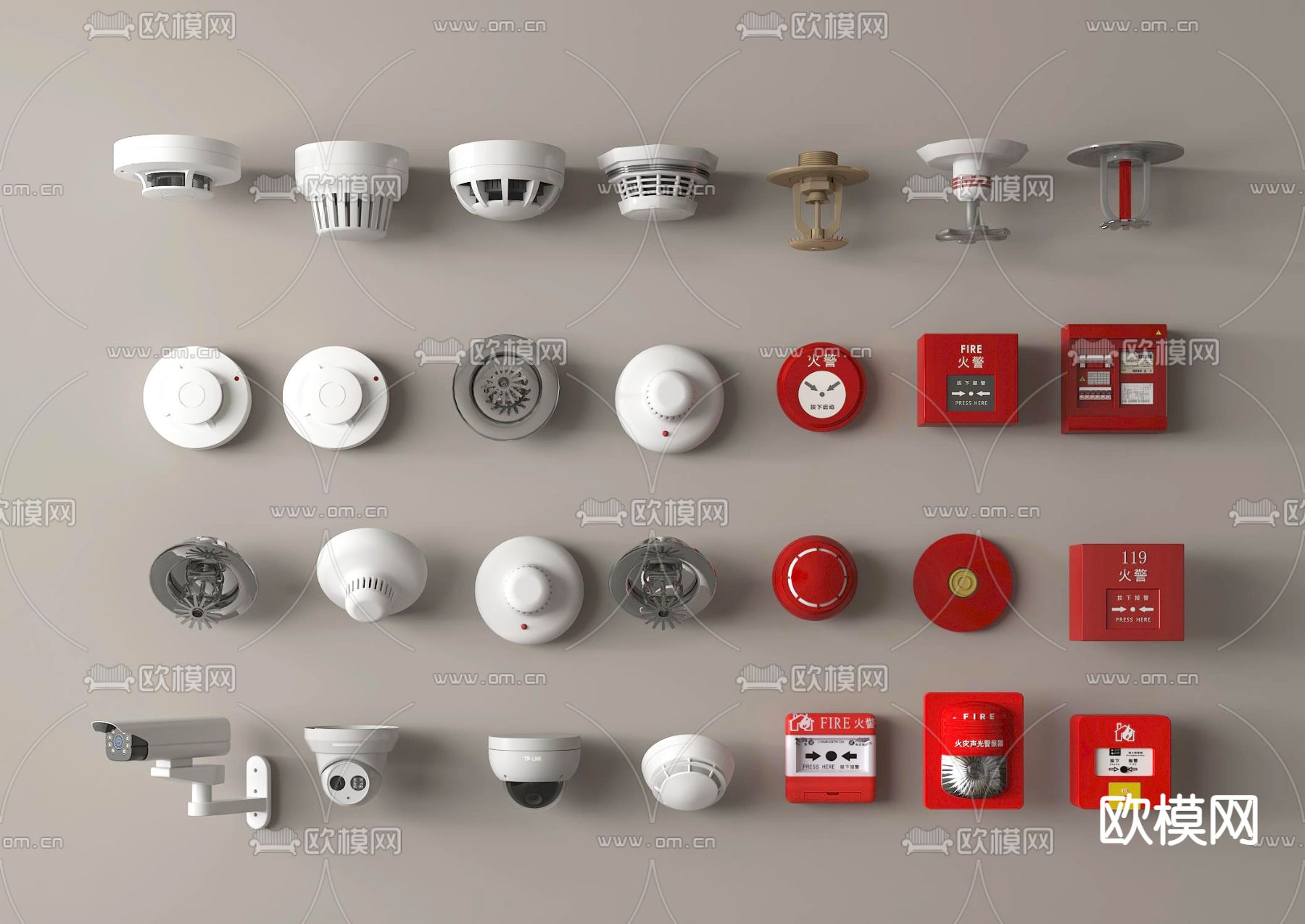 烟雾报警器 监控器 监控 火灾报警器su模型下载（渲染图1）