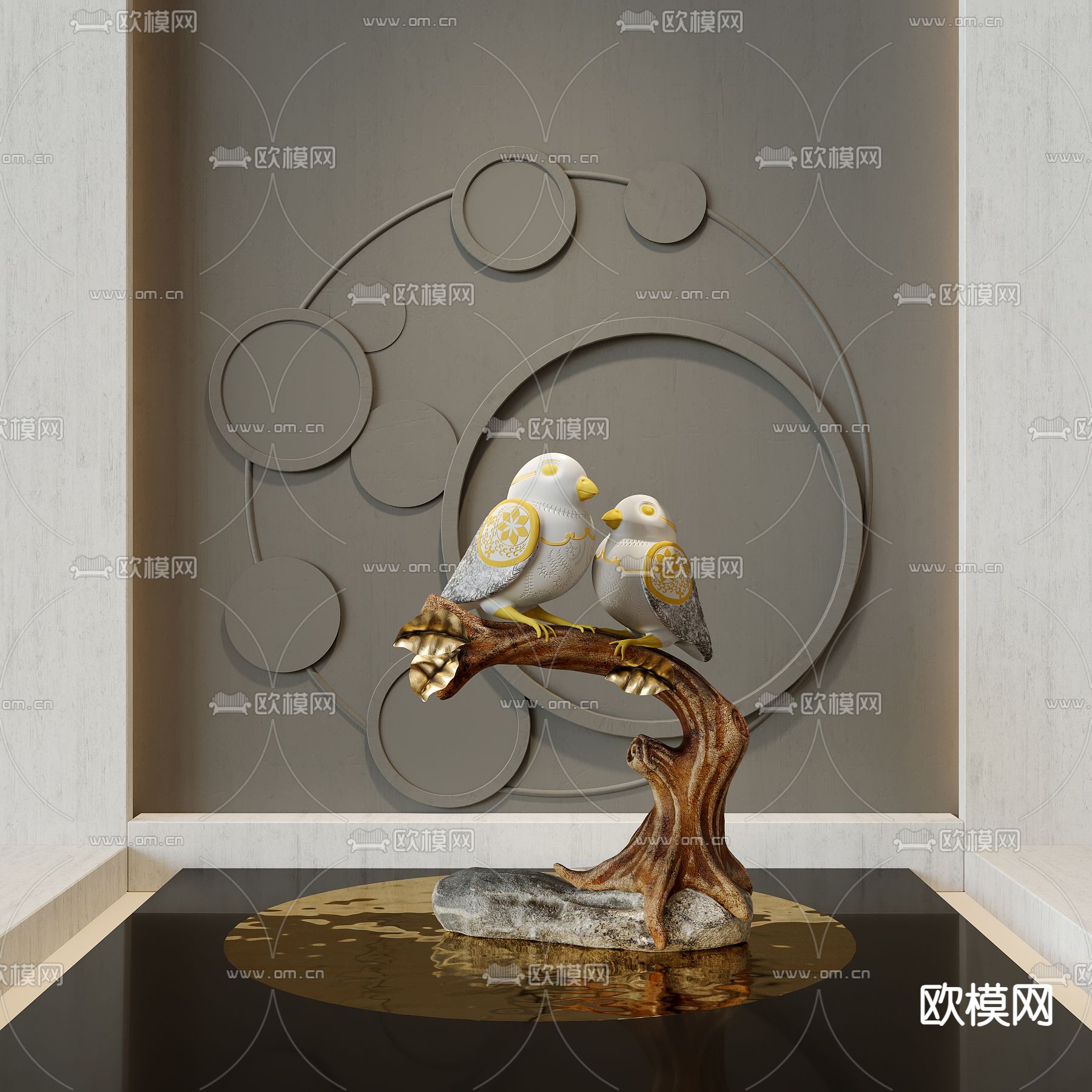 艺术装置 小鸟雕塑3d模型下载