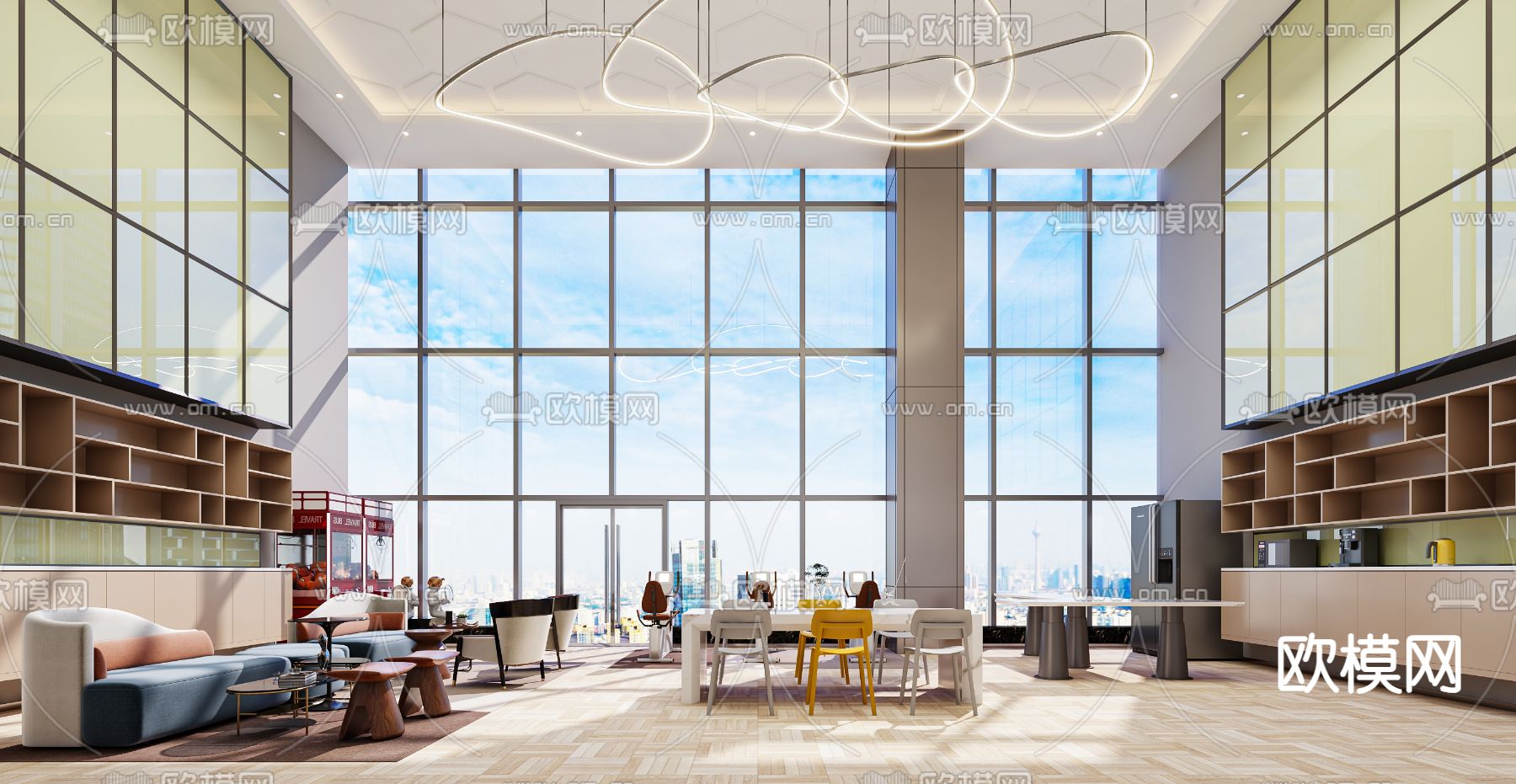 办公室休闲区 茶水间3d模型下载