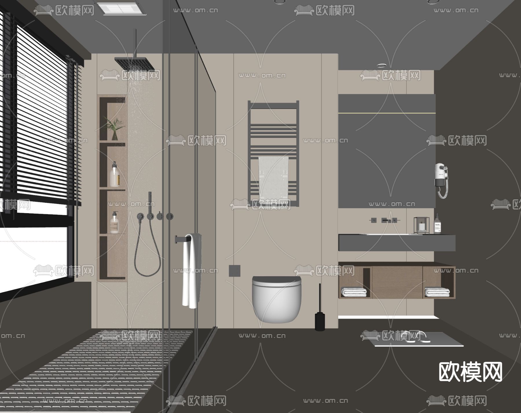 卫生间 浴室 洗手间su模型下载（渲染图4）