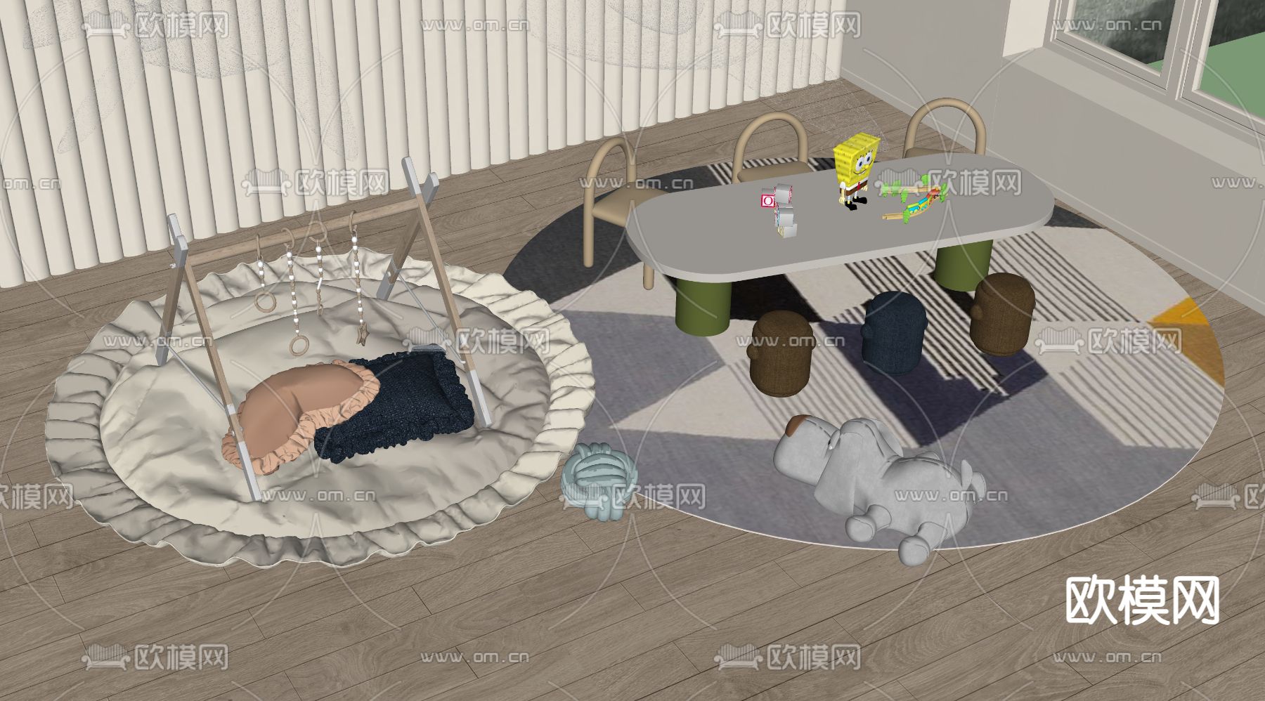 儿童娱乐区su模型下载（渲染图2）
