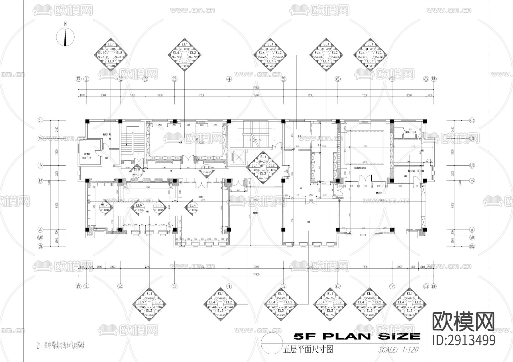 中式苏州办公楼cad施工图下载（渲染图3）