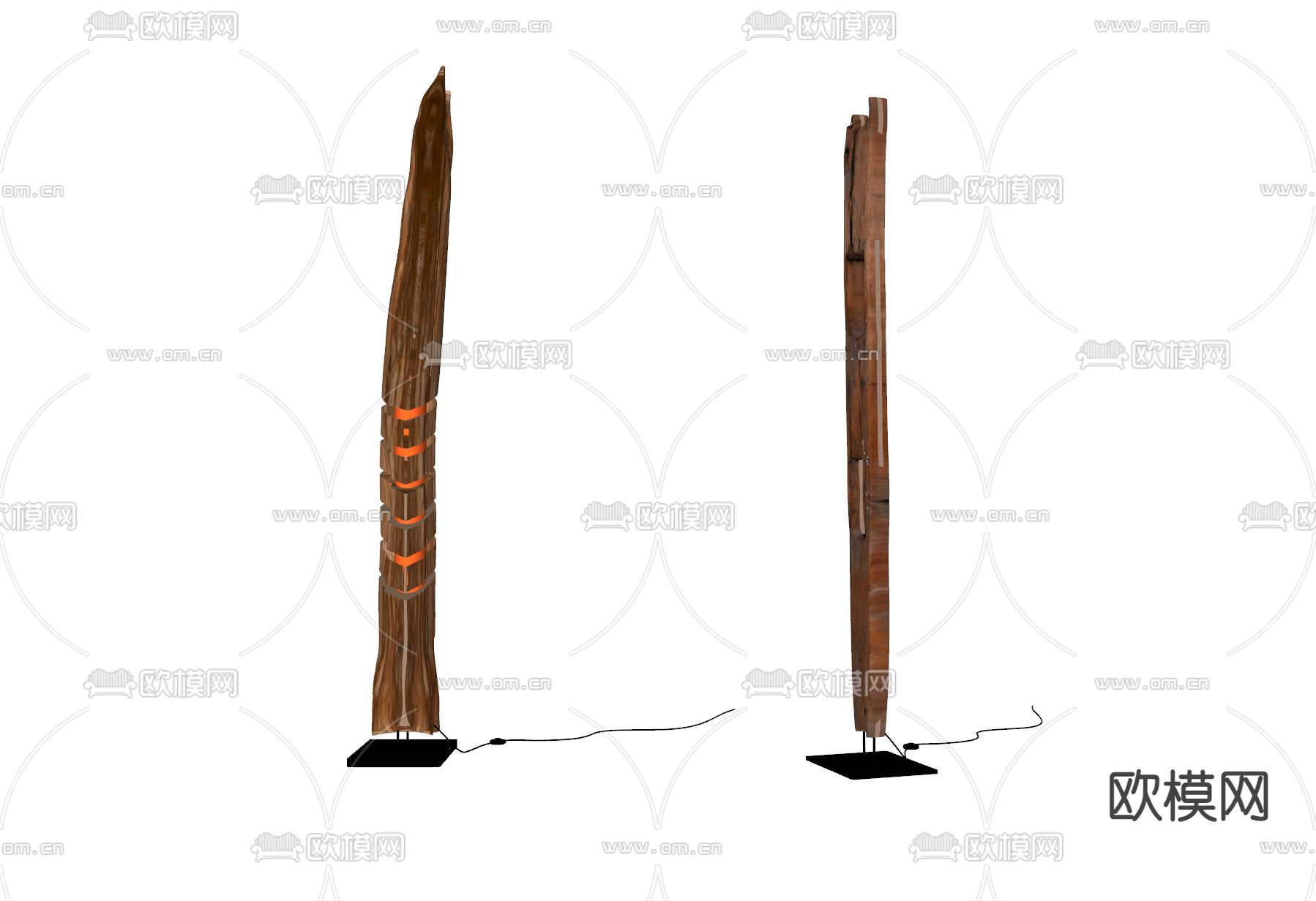 侘寂风落地灯su模型下载（渲染图2）