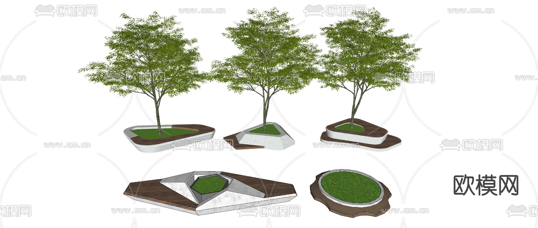 户外座椅 树池座椅su模型下载（渲染图2）