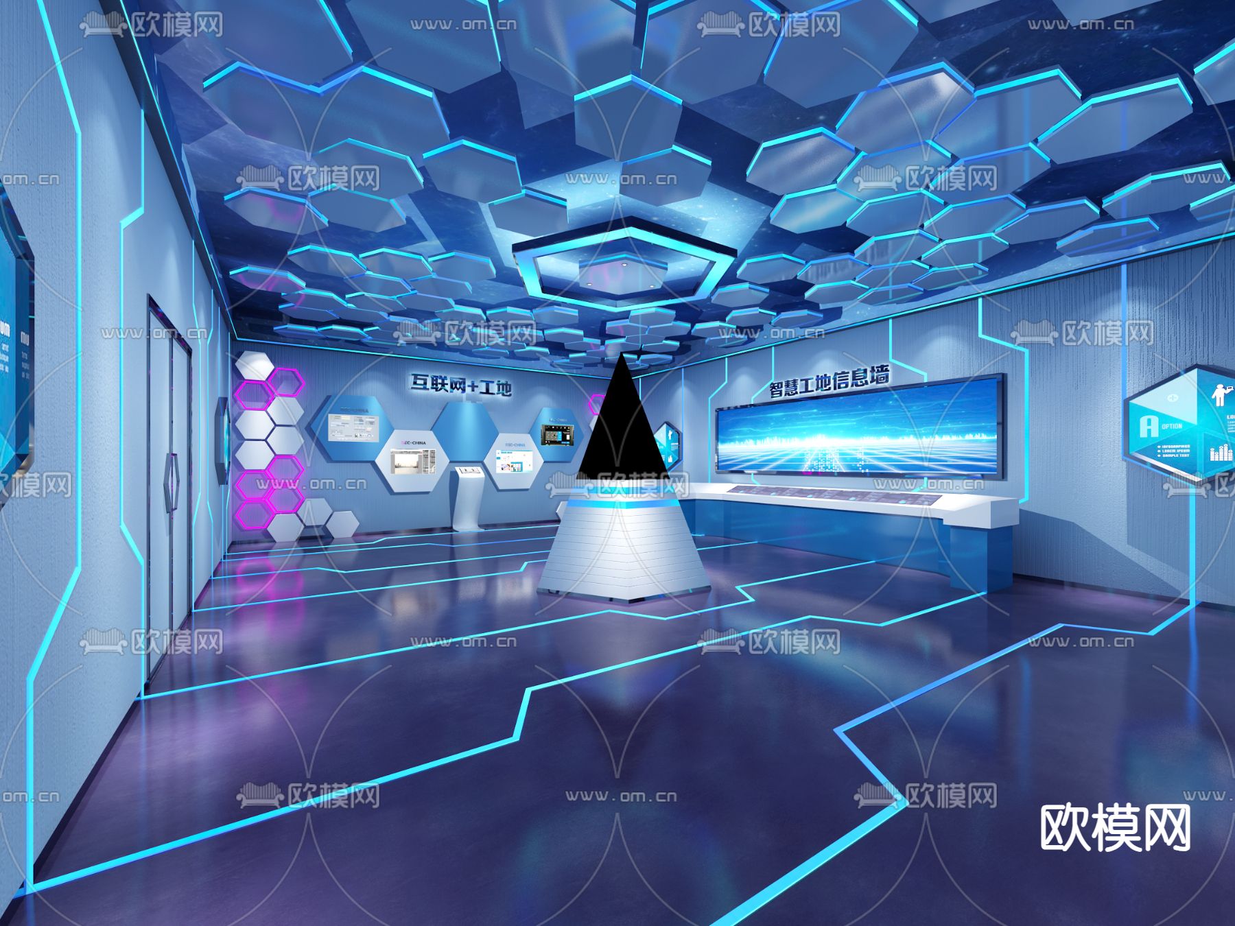 现代科技展厅su模型下载（渲染图1）
