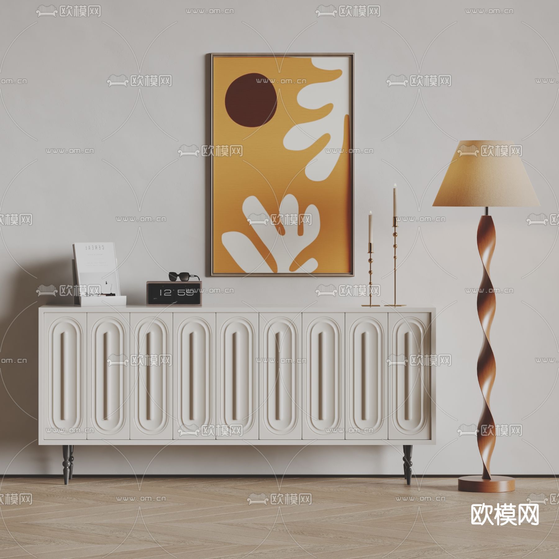 简约边柜 餐边柜su模型下载（渲染图1）