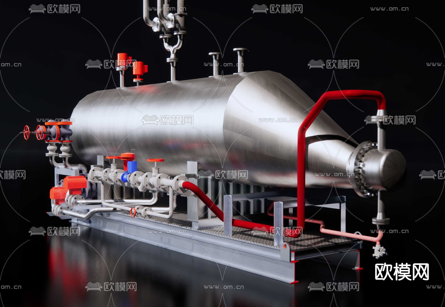 蒸汽罐 蒸汽发生器su模型下载（渲染图3）