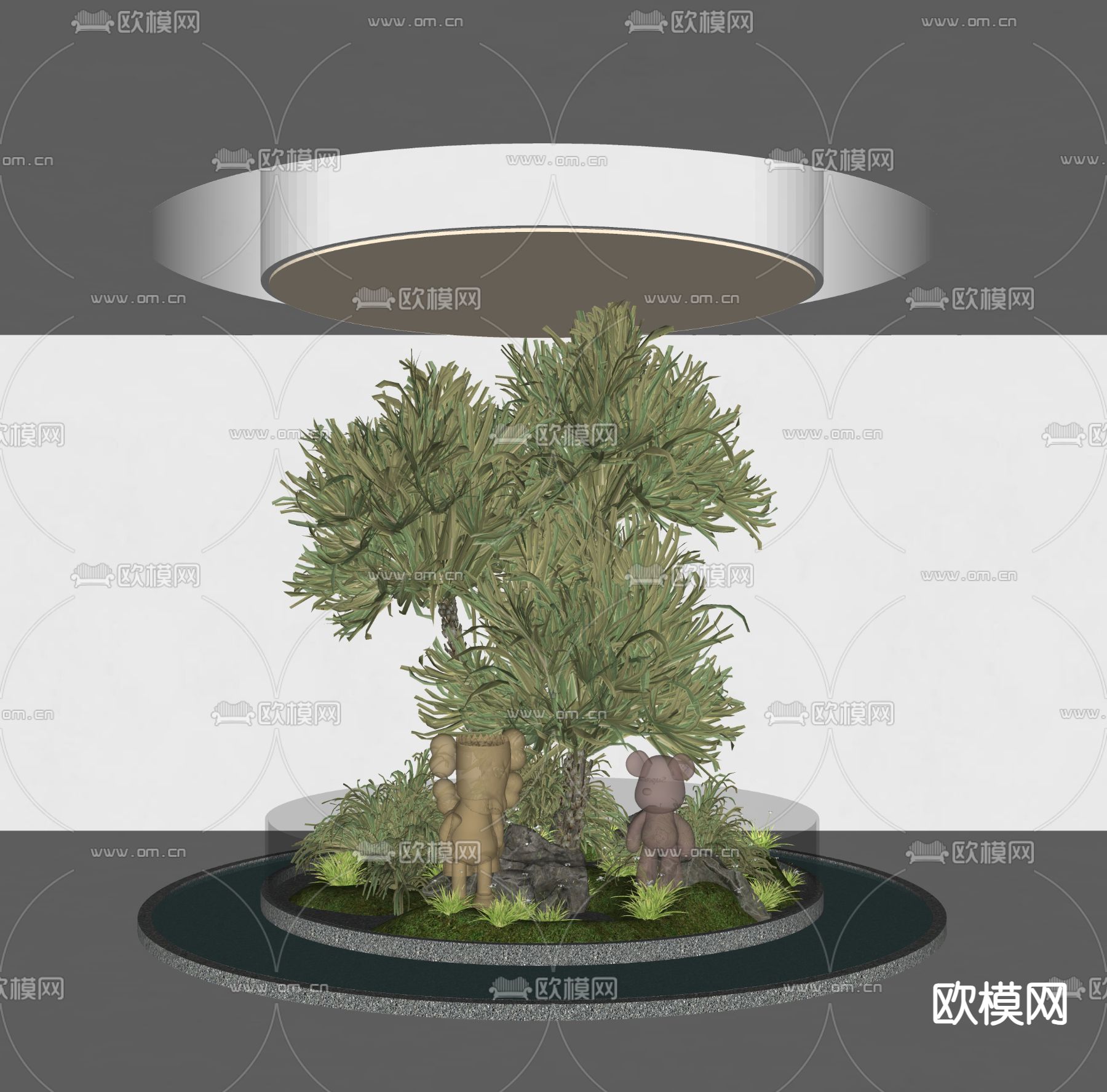 植物堆 室内造景su模型下载（渲染图2）