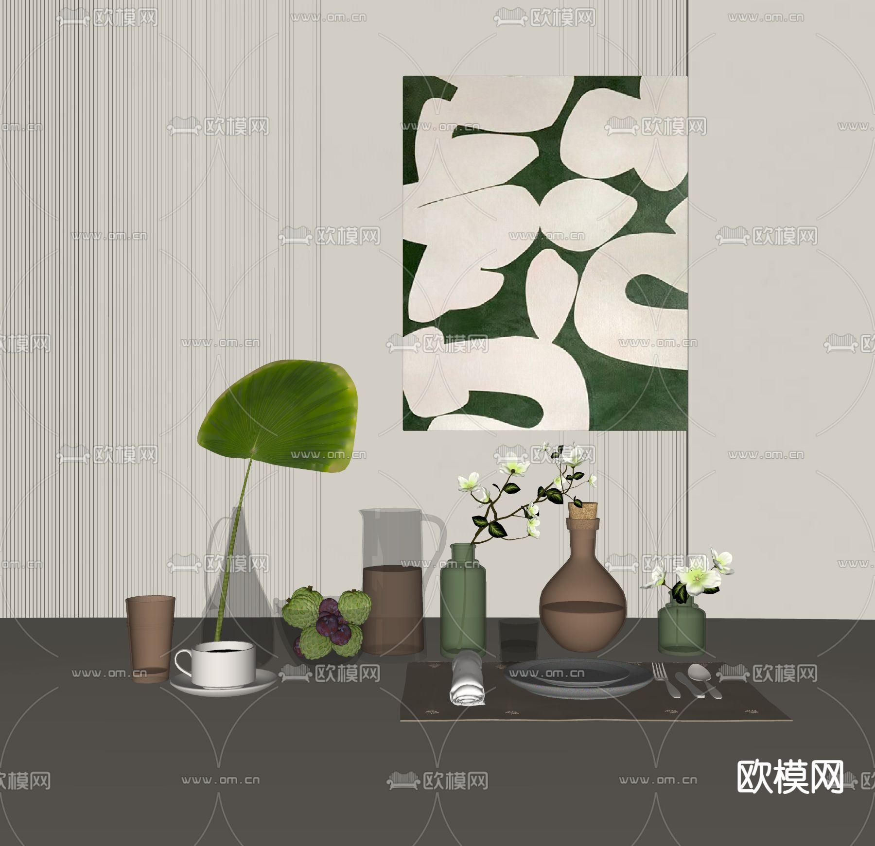 餐具 餐盘 桌面摆件su模型下载（渲染图2）